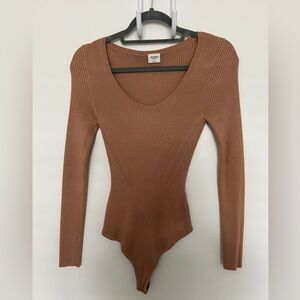 Tan Long-sleeve Bodysuit